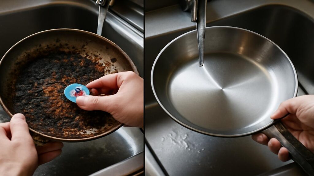Stop Scrubbing Forever: The Surprising Kitchen Ingredient That Removes Burnt Grease From Pans Instantly