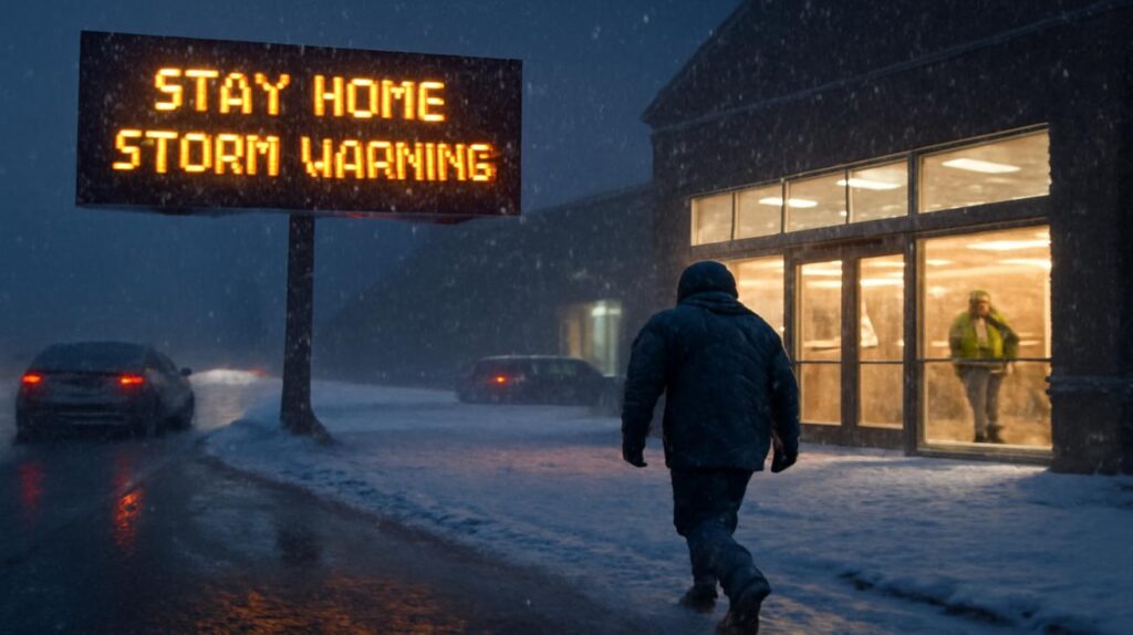 Snowstorm Tonight Sparks Tension as Officials Urge People to Stay Home While Businesses Remain Open
